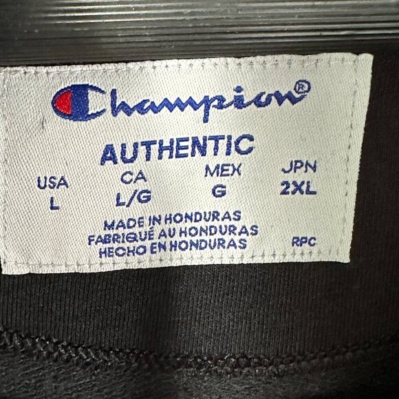 Champion Authentic Sweatshirt Womens Large Black Turtleneck Pockets Rib Cuffs - Picture 4 of 7